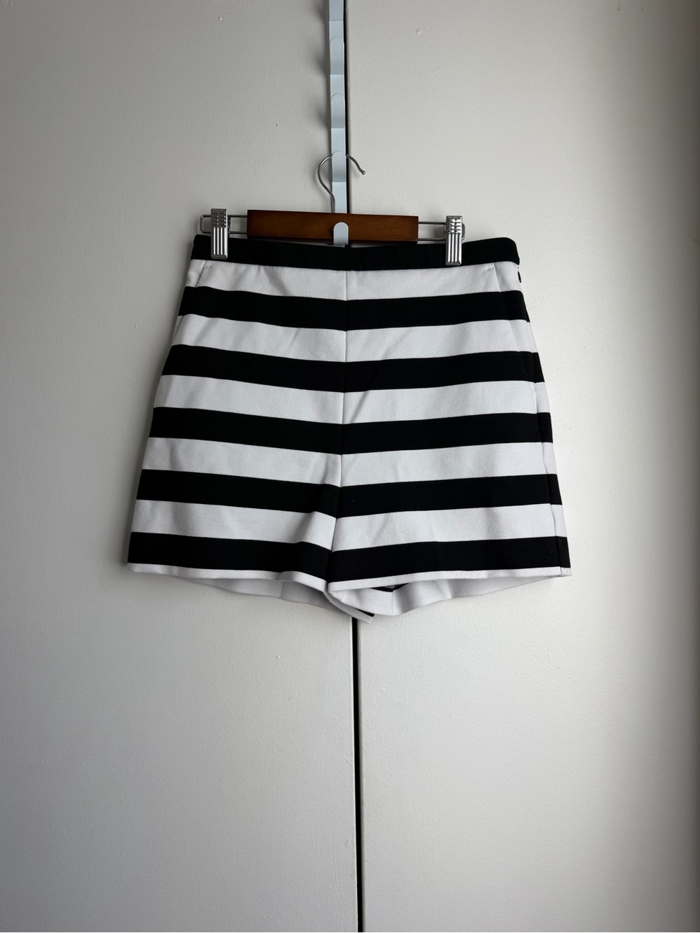 Express Black and White Horizontal Stripe Bermuda Shorts